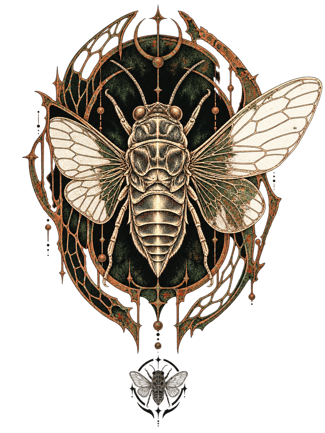 Cicada Reliquary Cicada engraving design concept