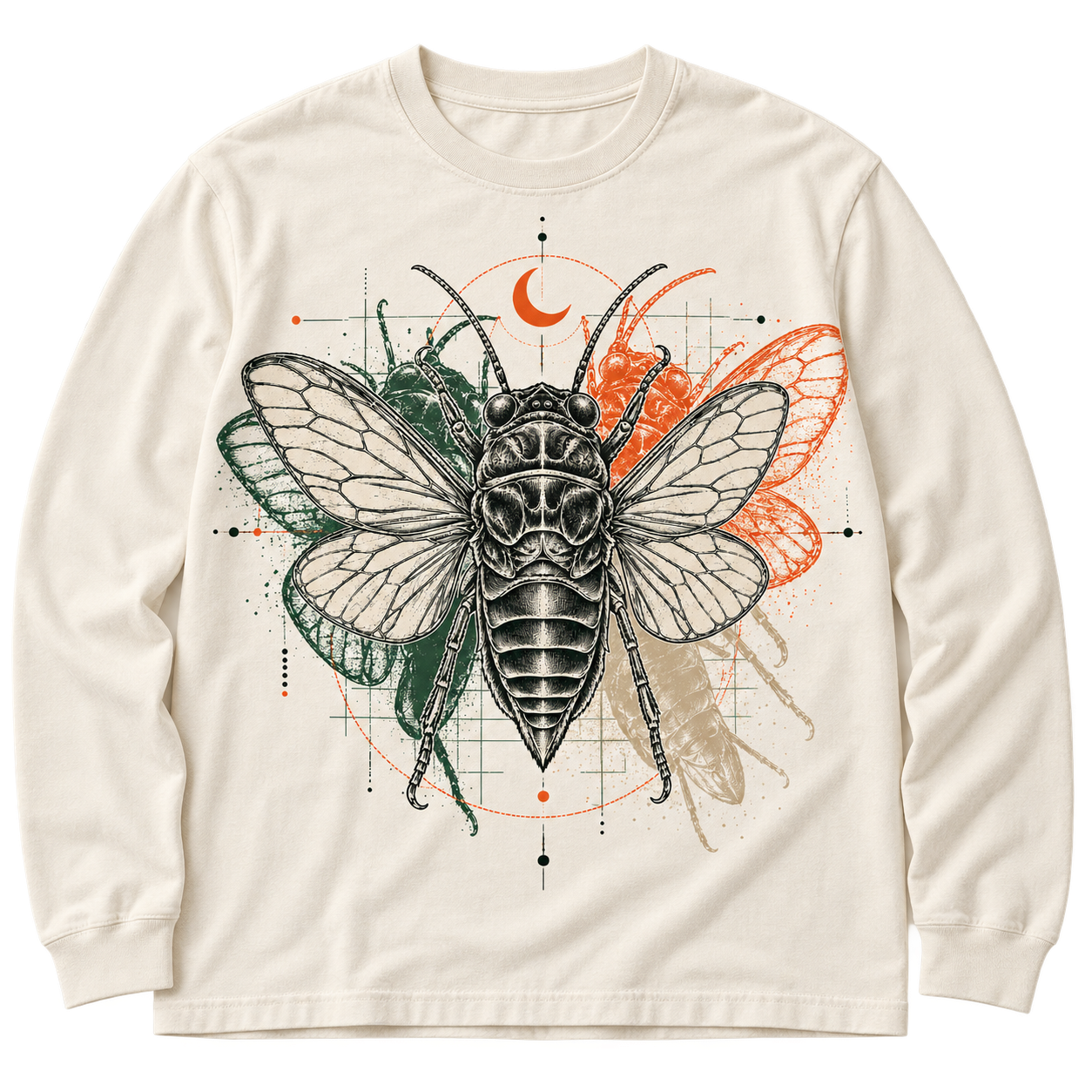 Second Flight design concept: White / Forest / Burnt Orange Molting / 04:17 Long Sleeve
